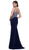 V-Neck Beaded Lace Illusion Evening Dress