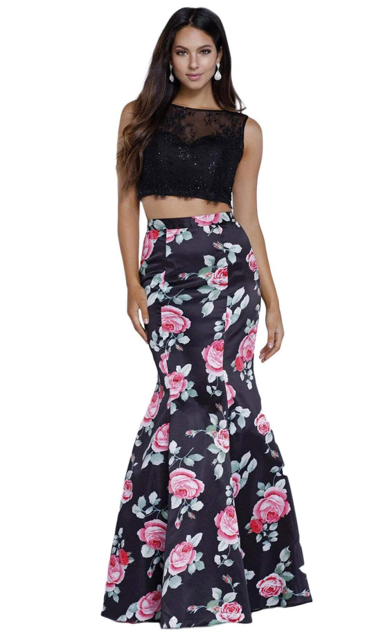 Sleeveless Lace Floral Mermaid Evening Dress