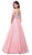 Embroidered Bateau Long Evening Gown