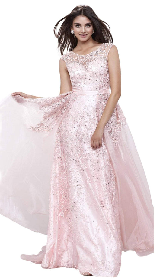 Nox Anabel - 8282 Sleeveless Sheer Illusion Evening Dress