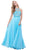 Beaded High Halter Long A-line Dress
