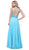 Beaded High Halter Long A-line Dress
