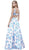 Floral Print Sleeveless Open Back Evening Dress