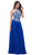 High Halter Neck Floral A-line Evening Gown