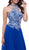High Halter Neck Floral A-line Evening Gown