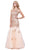 Gold Embellished Illusion Jewel Trumpet Dress