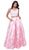 Two-Piece Wide V-Neckline Floral A-line Evening Gown