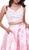 Two-Piece Wide V-Neckline Floral A-line Evening Gown