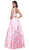 Two-Piece Wide V-Neckline Floral A-line Evening Gown