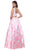 Nox Anabel - 8312 Two-Piece Wide V-Neckline Floral A-line Evening Gown