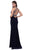 Rhinestone Embellished Halter Illusion Evening Gown