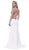 Floral Embroidered Halter Jersey Evening Dress