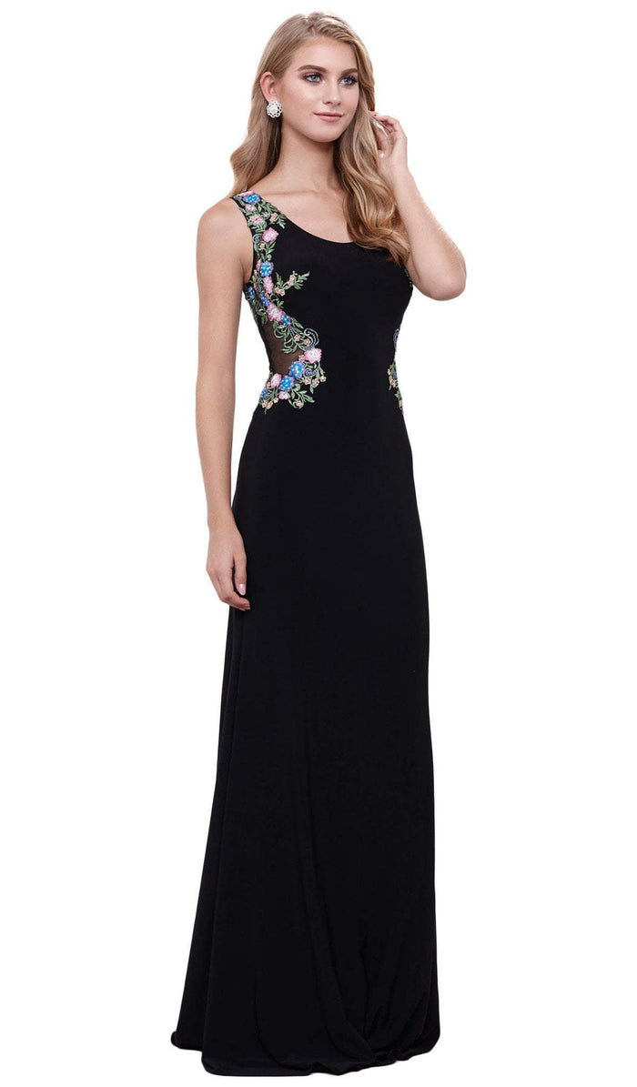 Sleeveless Scoop Neck Lace Appliques Evening Dress