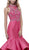 Beaded High Neck Ruffled Mermaid Evening Gown