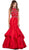 Beaded High Neck Ruffled Mermaid Evening Gown