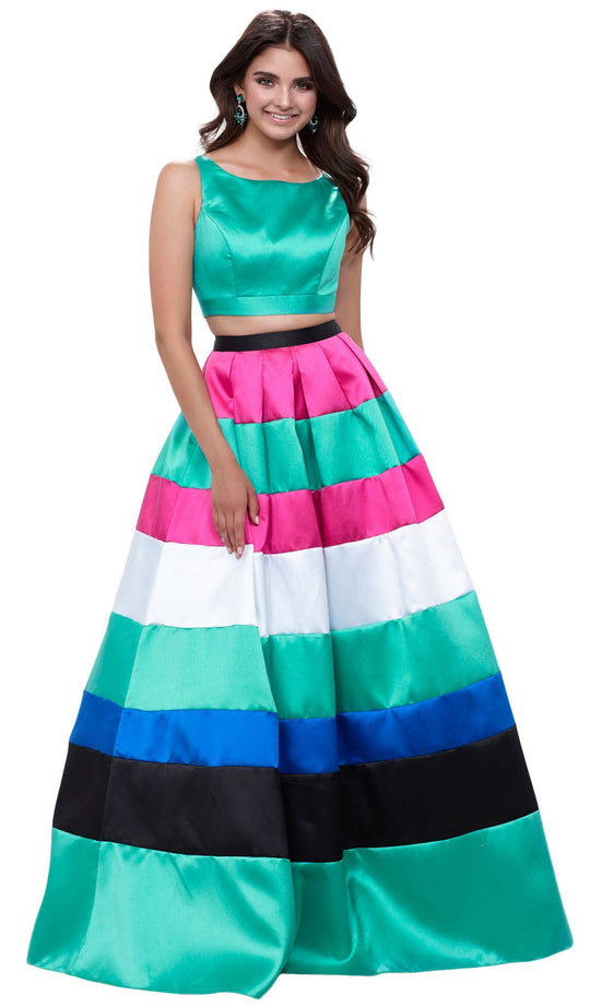 Two-Piece Bateau Mikado Evening Dress