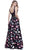 Two-Piece Bateau Butterfly Printed Evening Gown