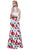 Sleeveless Lace Floral Trumpet Evening Dress