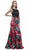 Sleeveless Floral Print Trumpet Evening Dress