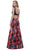 Sleeveless Floral Print Trumpet Evening Dress