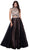 Two-Piece Cap Sleeve Sheer Jewel Evening Dress