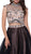 Two-Piece Cap Sleeve Sheer Jewel Evening Dress