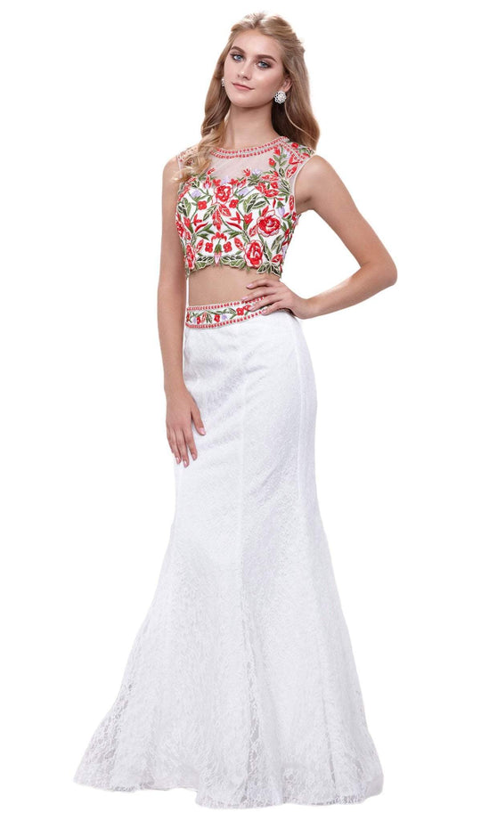 Sleeveless Embellished High Neck Two-Piece Long Mermaid Dress
