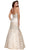 Striped Beaded Strapless Mermaid Evening Gown
