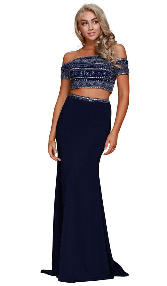 Nox Anabel - C082 Two Piece Beaded Off-Shoulder Evening Dress