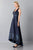 Theia - 883057 V-Neck Contrast Satin Hi-Low Gown in Blue