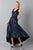 Theia - 883057 V-Neck Contrast Satin Hi-Low Gown in Blue