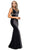 Sleeveless Jewel-Banded V-Neck Mermaid Gown