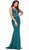 Sleeveless Jewel-Banded V-Neck Mermaid Gown