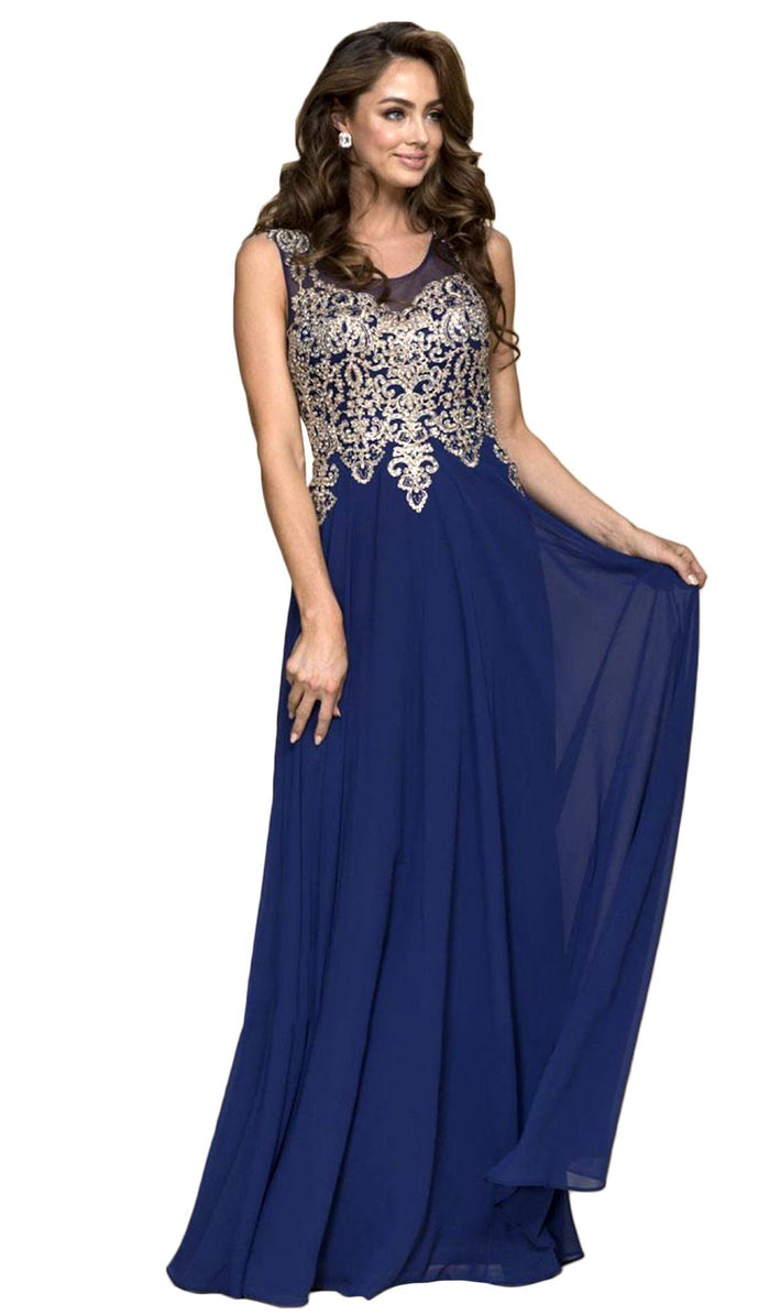 Gilded Illusion Scoop Chiffon A-line Dress