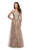 La Femme - 27733 Quarter Sleeve Floral Embroidered Lace A-Line Gown In Neutral
