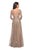 La Femme - 27733 Quarter Sleeve Floral Embroidered Lace A-Line Gown In Neutral