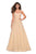 La Femme - 27608 Rhinestone Embellished V-Neck Gown In Neutral