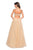 La Femme - 27608 Rhinestone Embellished V-Neck Gown In Neutral