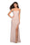 La Femme - 27089 Beaded Strappy Scoop Gown with Slit In Neutral