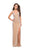 La Femme - Rhinestone Embellished Velvet Dress 25266 In Nude