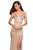La Femme - 27752 Off Shoulder High Slit Long Fitted Satin Dress In Neutral