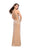 La Femme - Rhinestone Embellished Velvet Dress 25266 In Nude