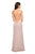 La Femme - 27089 Beaded Strappy Scoop Gown with Slit In Neutral