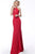 Jovani - JVN63407 Halter Neck Trumpet Dress With Train In Red