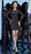 Jovani - 61881 Beaded Long Sleeve Bateau Sheath Dress In Black