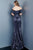 Jovani - 67104 Floral Appliqued Off-Shoulder Mermaid Dress In Blue