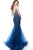 Jovani - 67034 Jewel Beaded Tulle V Neck Mermaid Dress In Blue