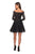 La Femme - 28175 Lace Long Sleeve Off-Shoulder A-line Dress In Black