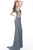 Jovani - 65993 Strappy Beaded Plunging V-Neck Dress In Silver