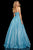 Sherri Hill - 52964 High Halter Neck Glitter Mesh Full A-Line Dress In Blue and Green
